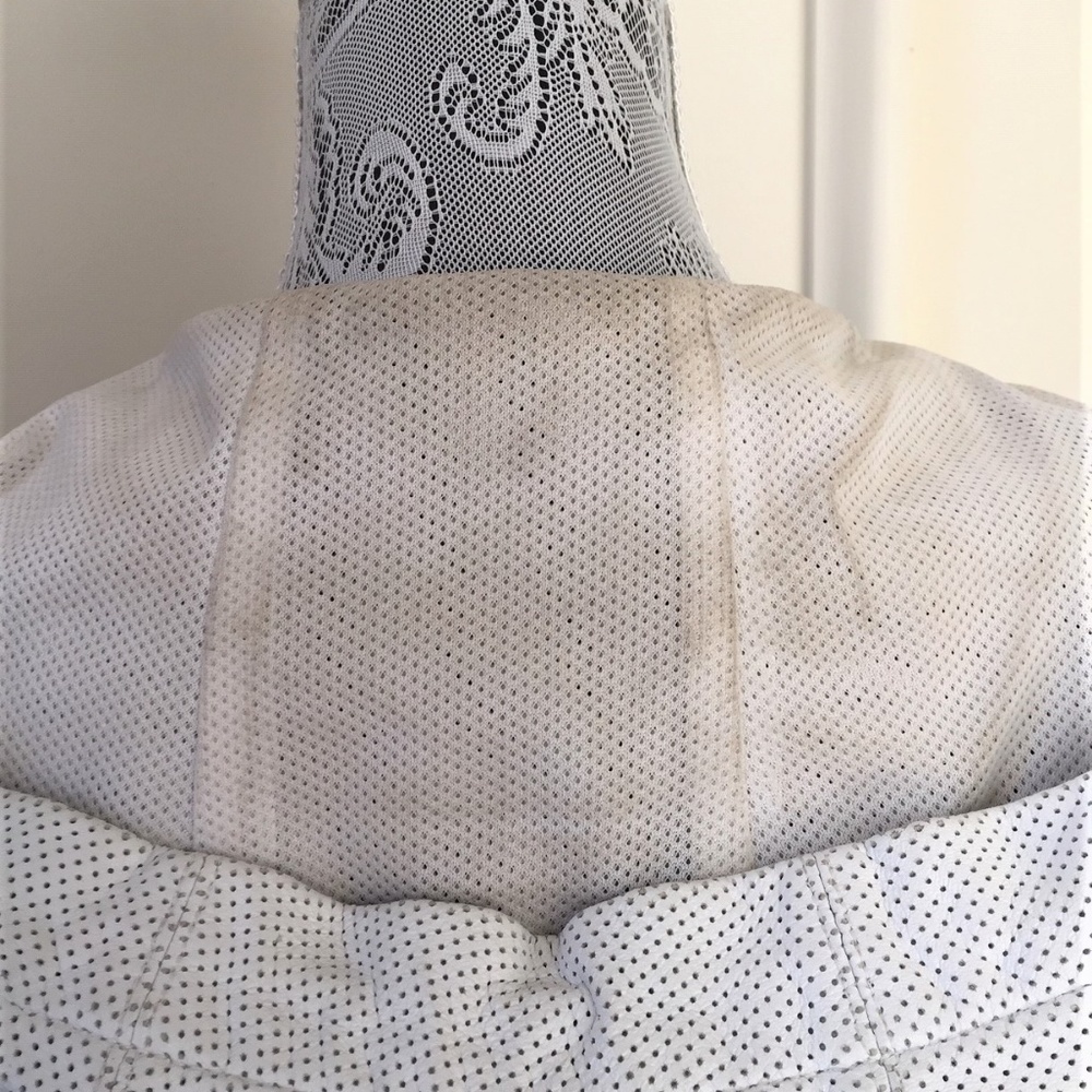 Aged White Perforated Leather Jacket sz XS - Picture 4 of 8